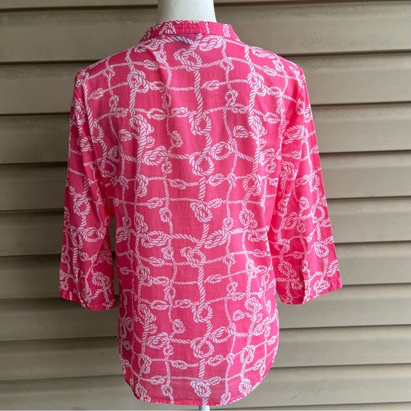 •Talbots• Lightweight Salmon/White Popover Top - Size Small - Picture 5 of 8